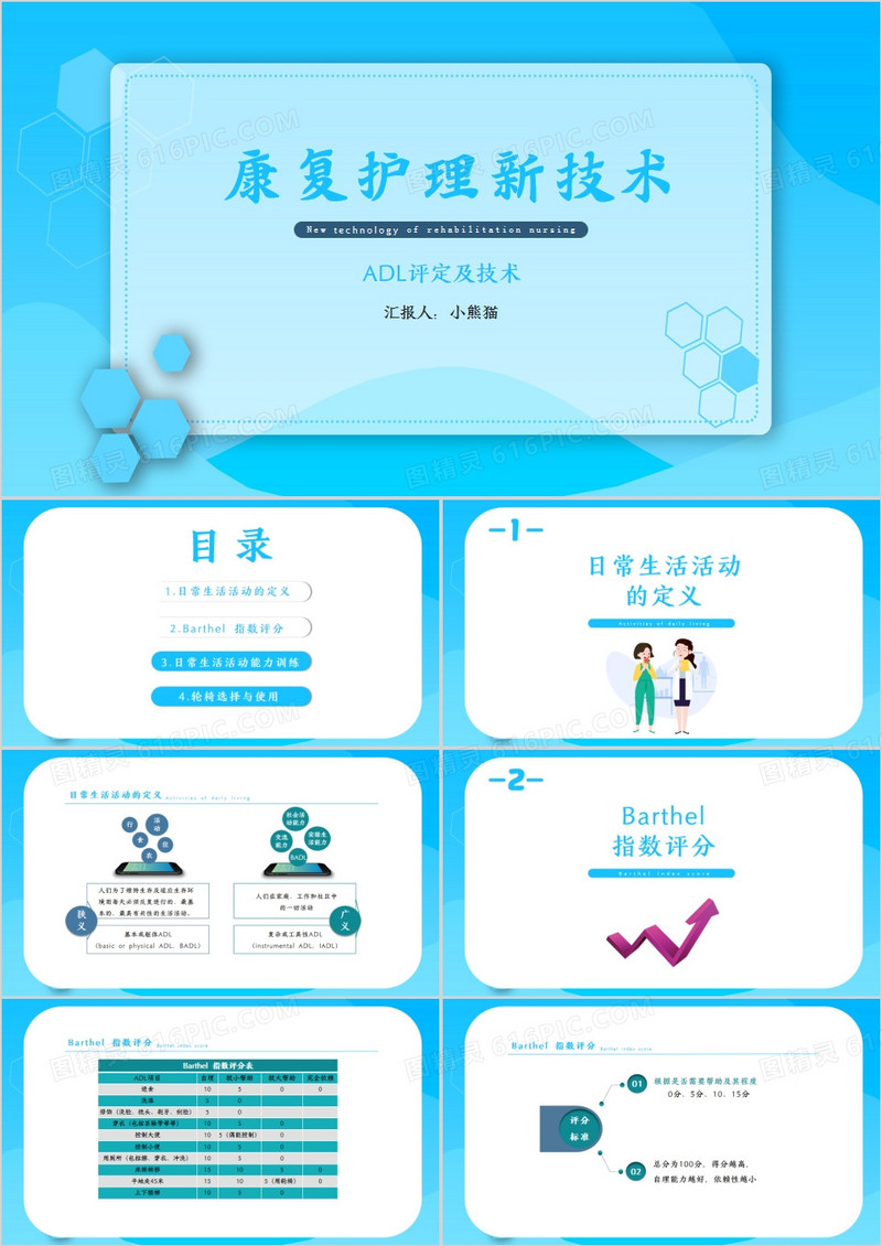 蓝色简约风康复护理新技术PPT模板