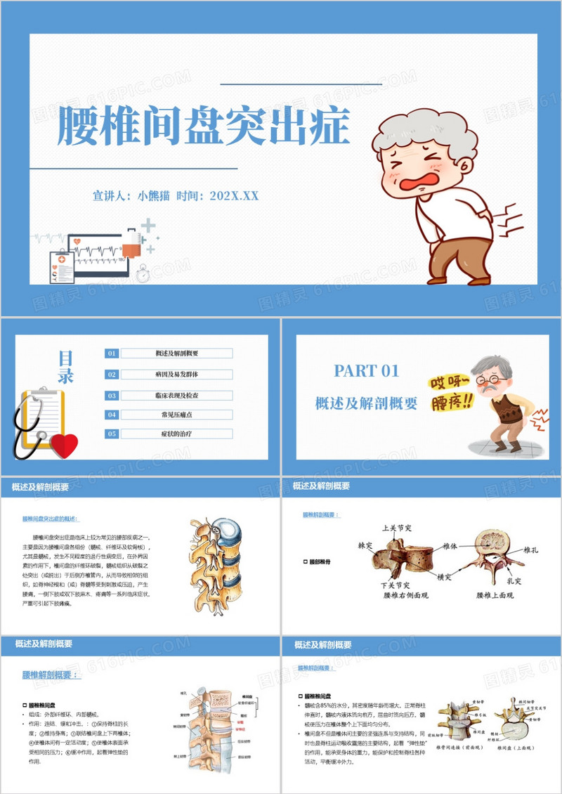 腰椎骨科护理查房腰椎间盘突出症PPT模板