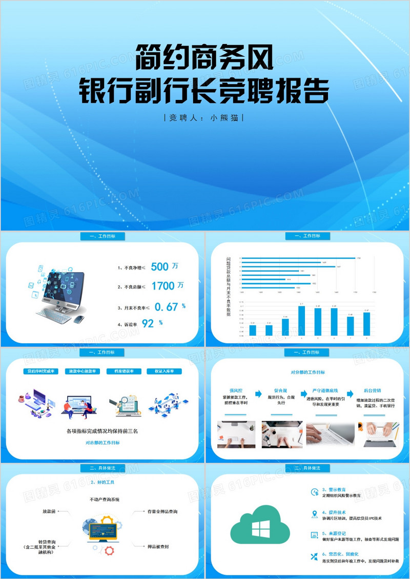 蓝色简约风银行副行长竞聘报告PPT模板