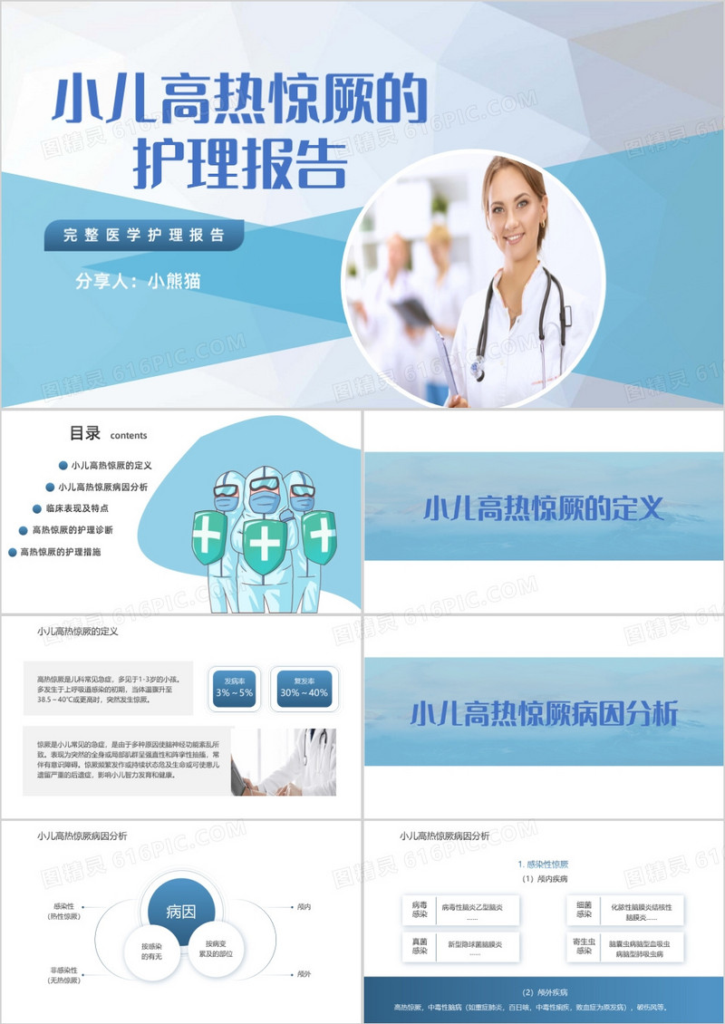 小儿高热惊厥的护理报告PPT模板