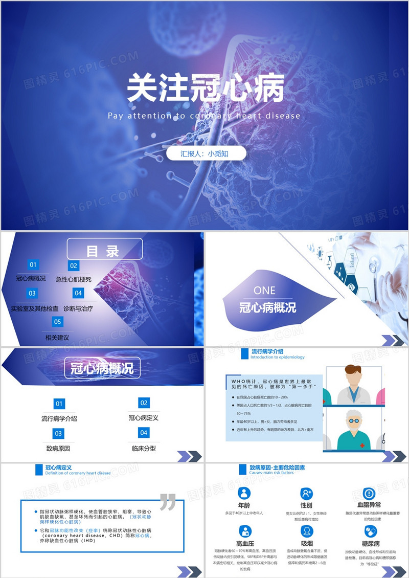 关注冠心病医疗课件PPT模板