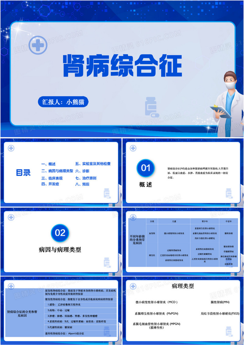 科技风蓝色肾病综合征PPT模板