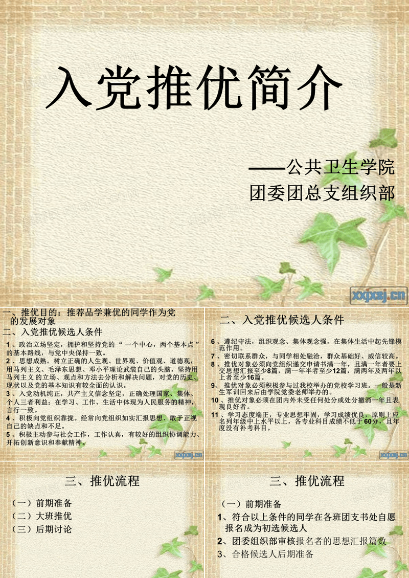 入党推优简介