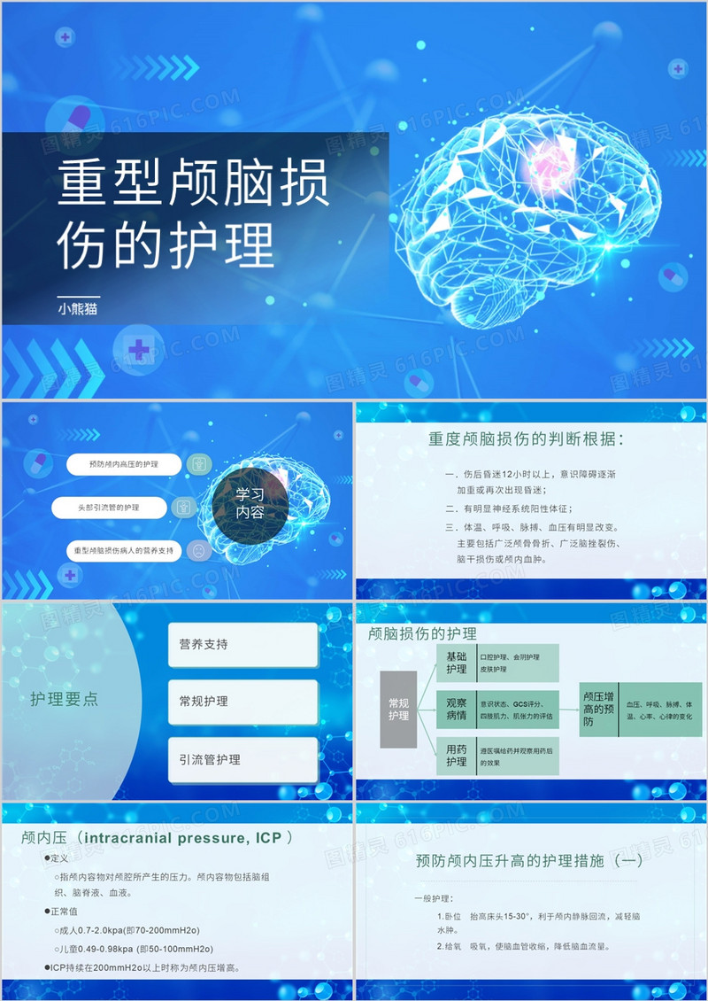 医学护理重型颅脑损伤护理查房PPT模板