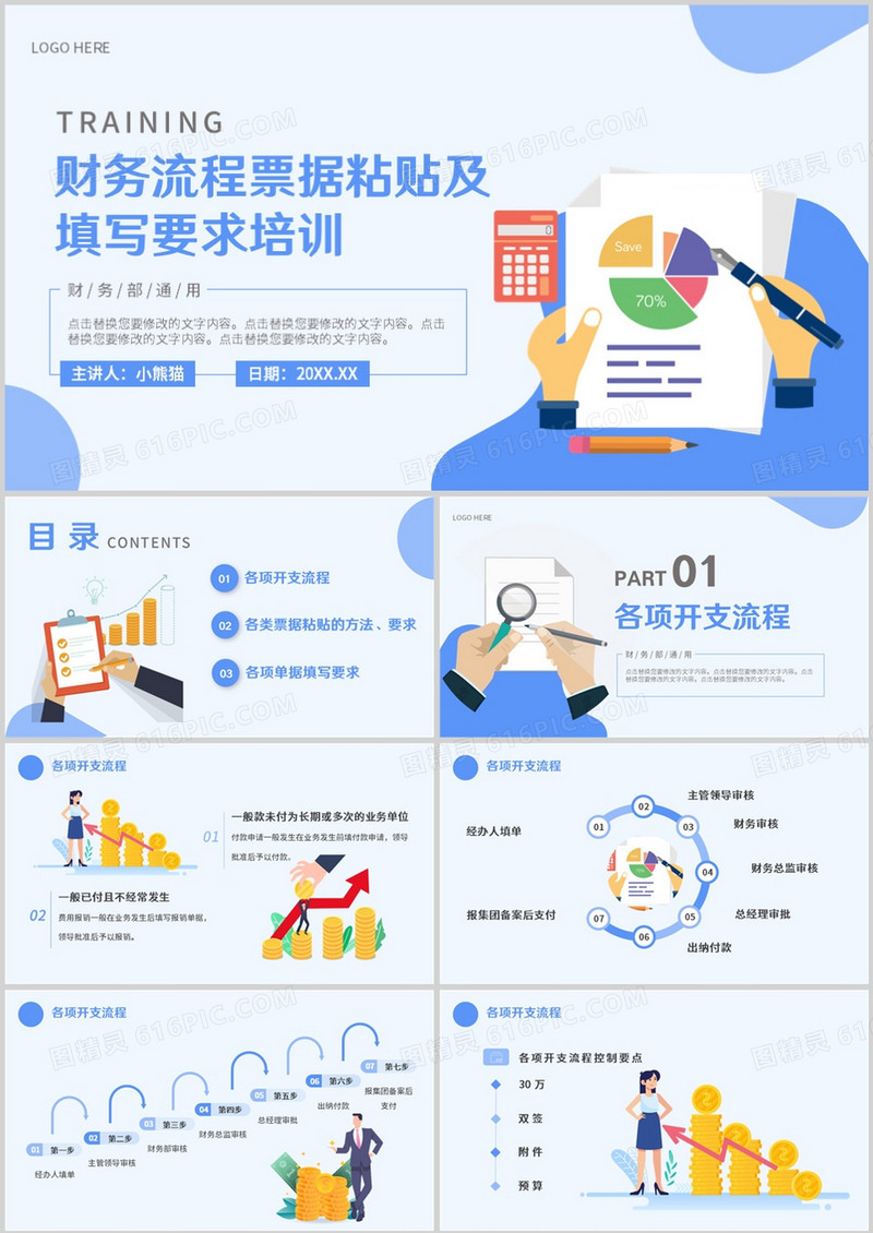 财务流程票据粘贴及填写要求培训PPT模板