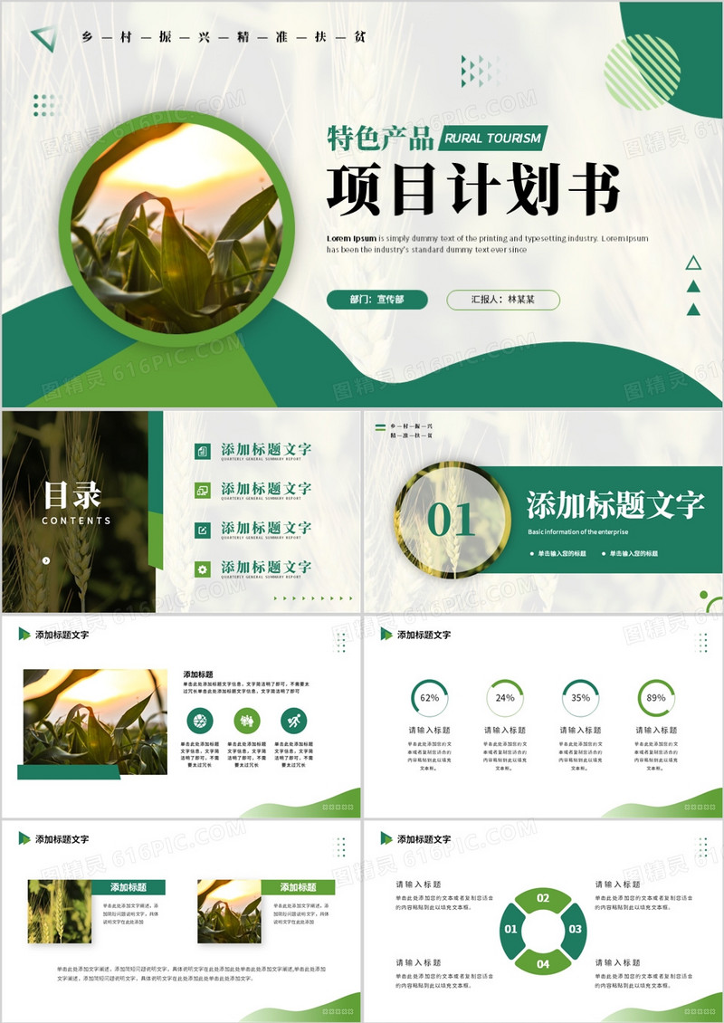 绿色商务风特色产品项目计划书PPT模板