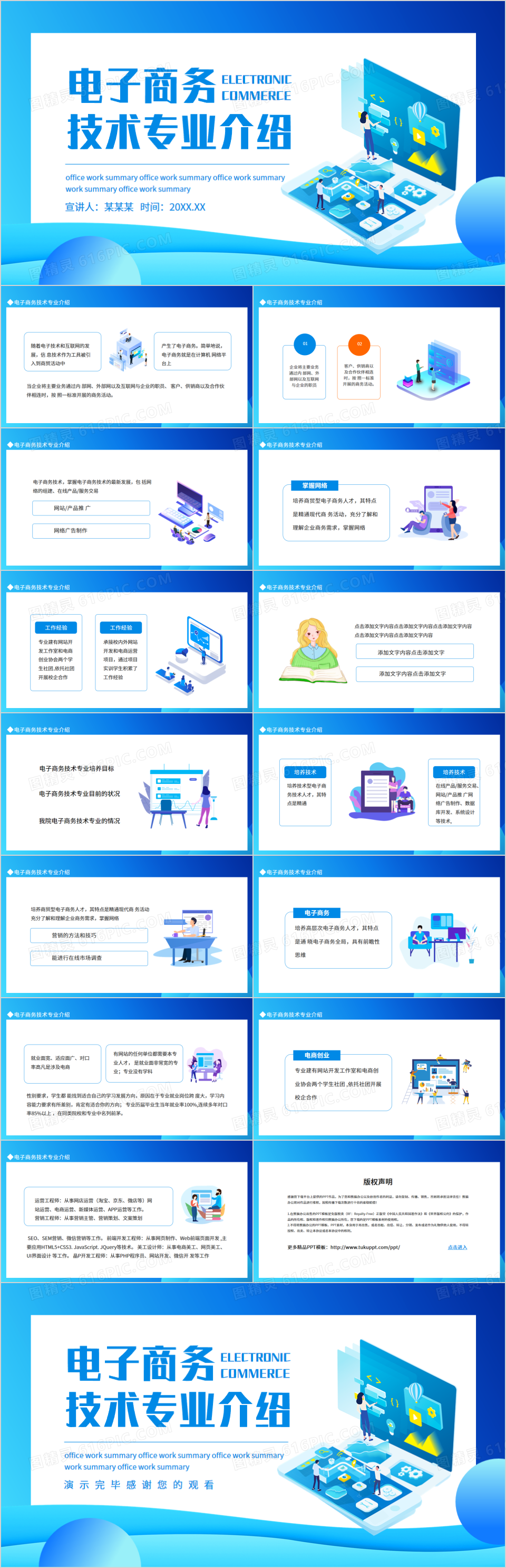 电子商务技术专业介绍动态PPT模板