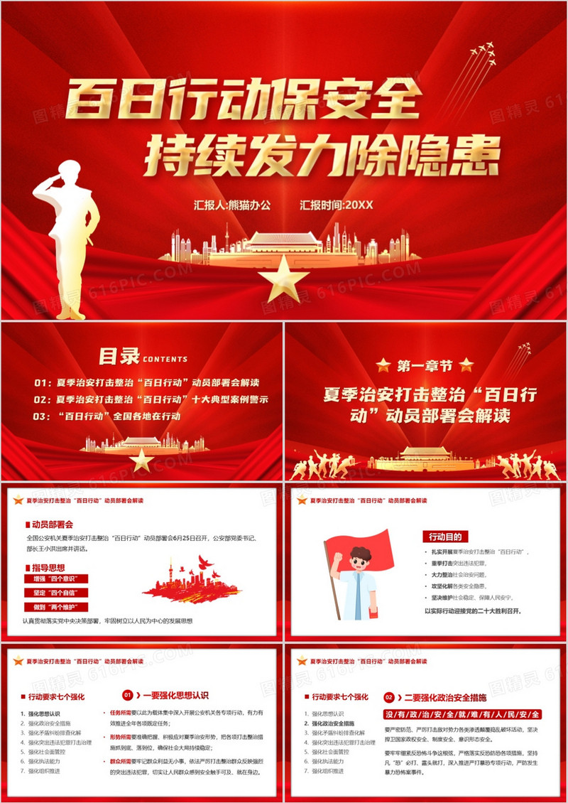 百日行动保安全持续发力除隐患PPT模板