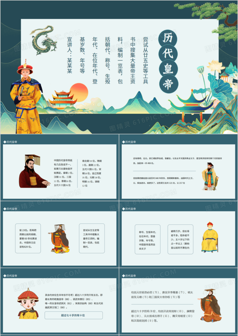 古代历代皇帝介绍动态PPT