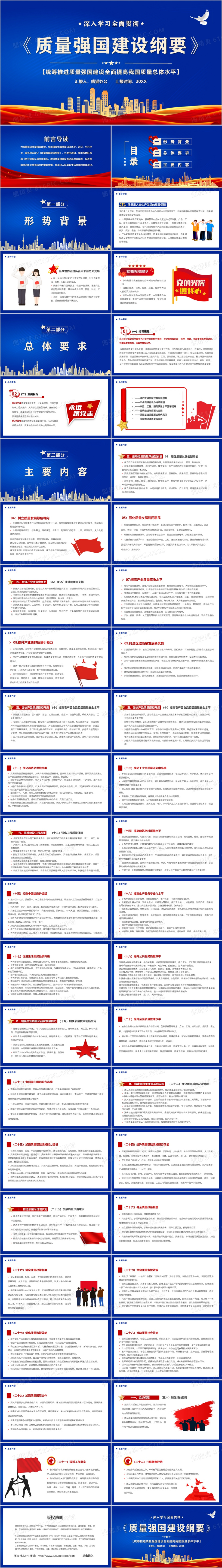 蓝色简约党政风质量强国建设纲要PPT模板