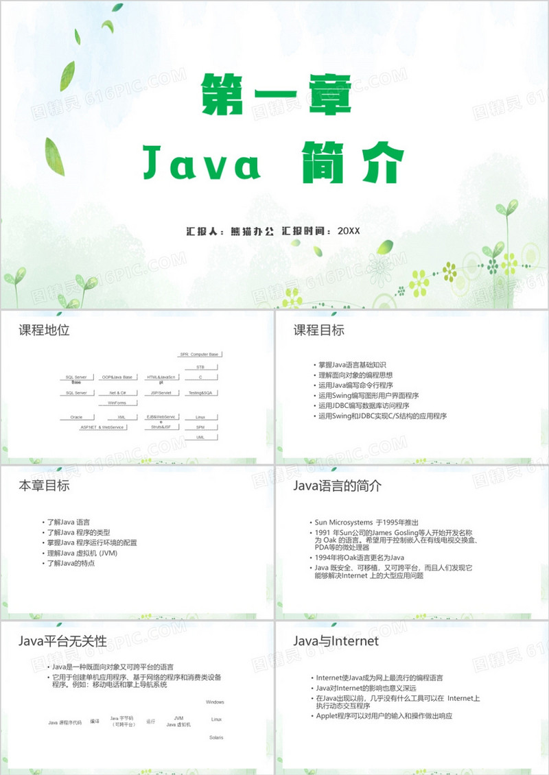 简约风java程序编写指令PPT模板