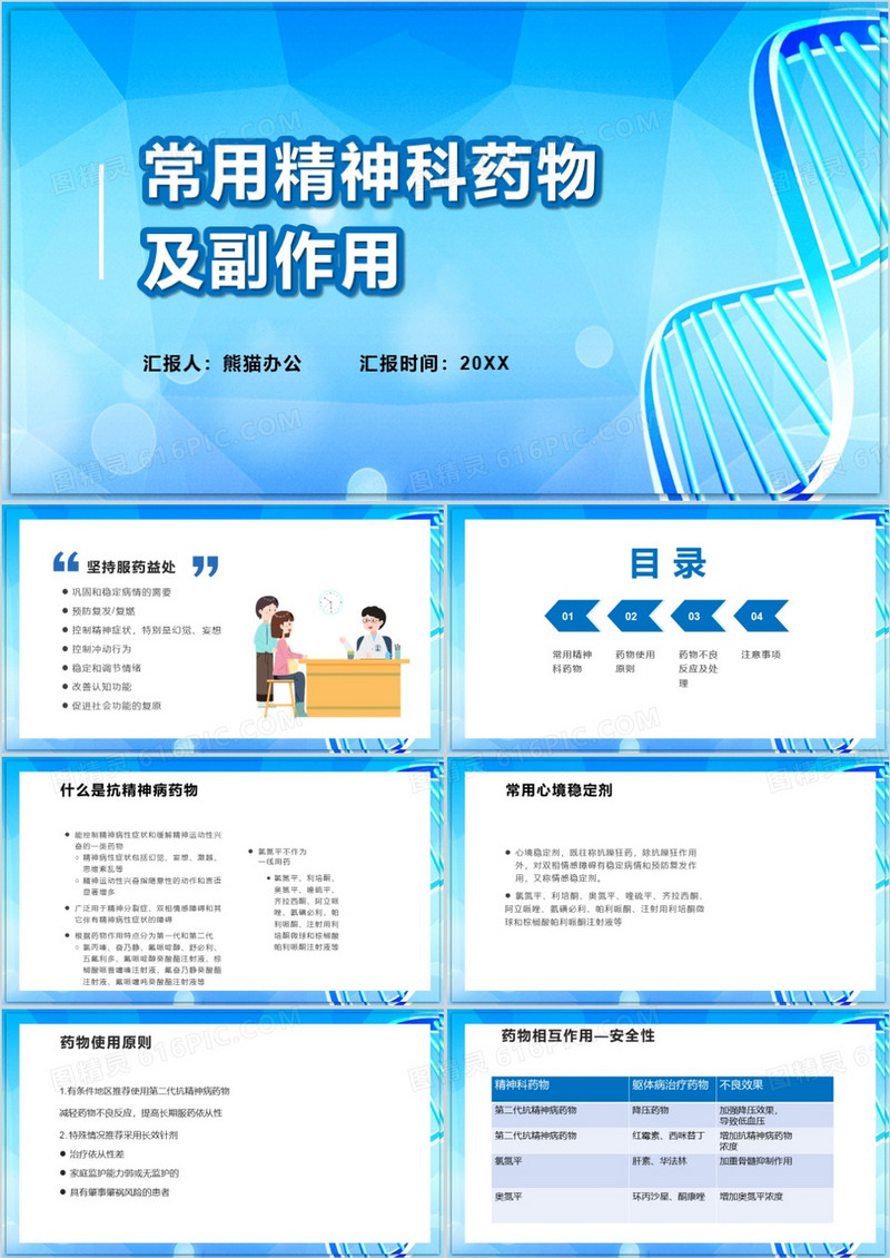 常见精神科药物及副作用PPT模板