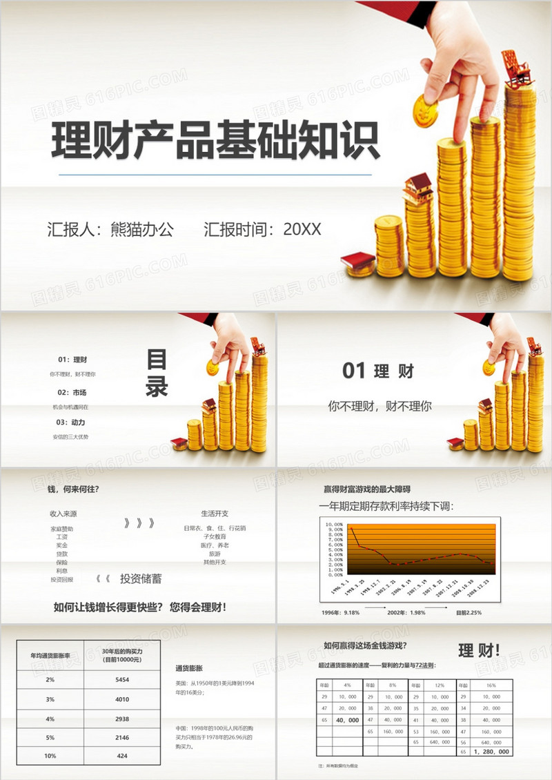 金融理财基础知识静态商务理财产品基础知识PPT模板