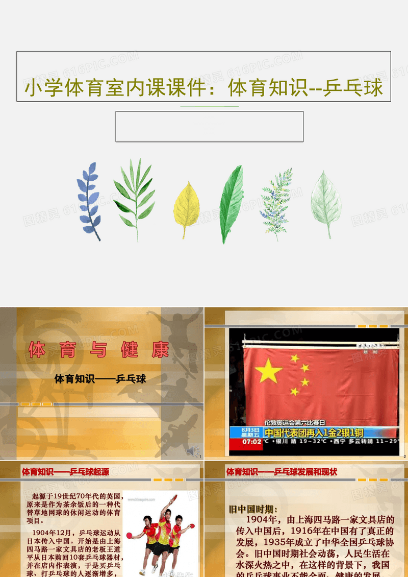 小学体育室内课课件：体育知识--乒乓球PPT文档共37页