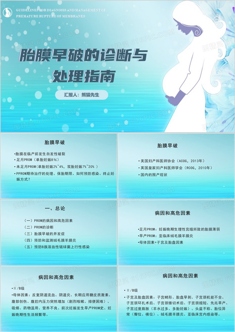 简约风胎膜早破护理查房PPT模板