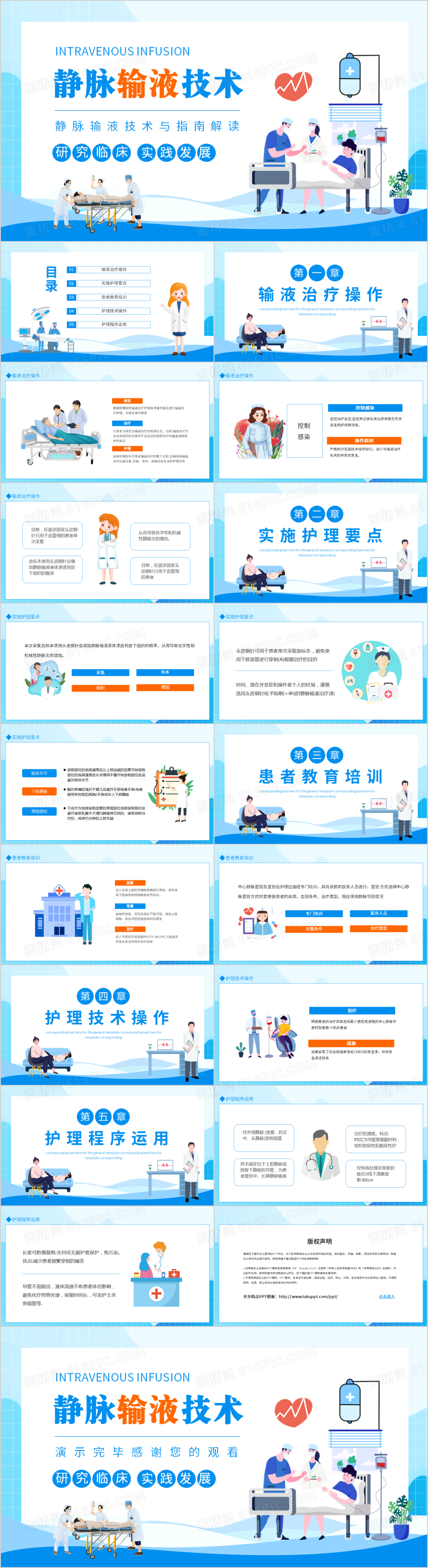 研究临床实践发展静脉输液技术与指南解读动态PPT模板