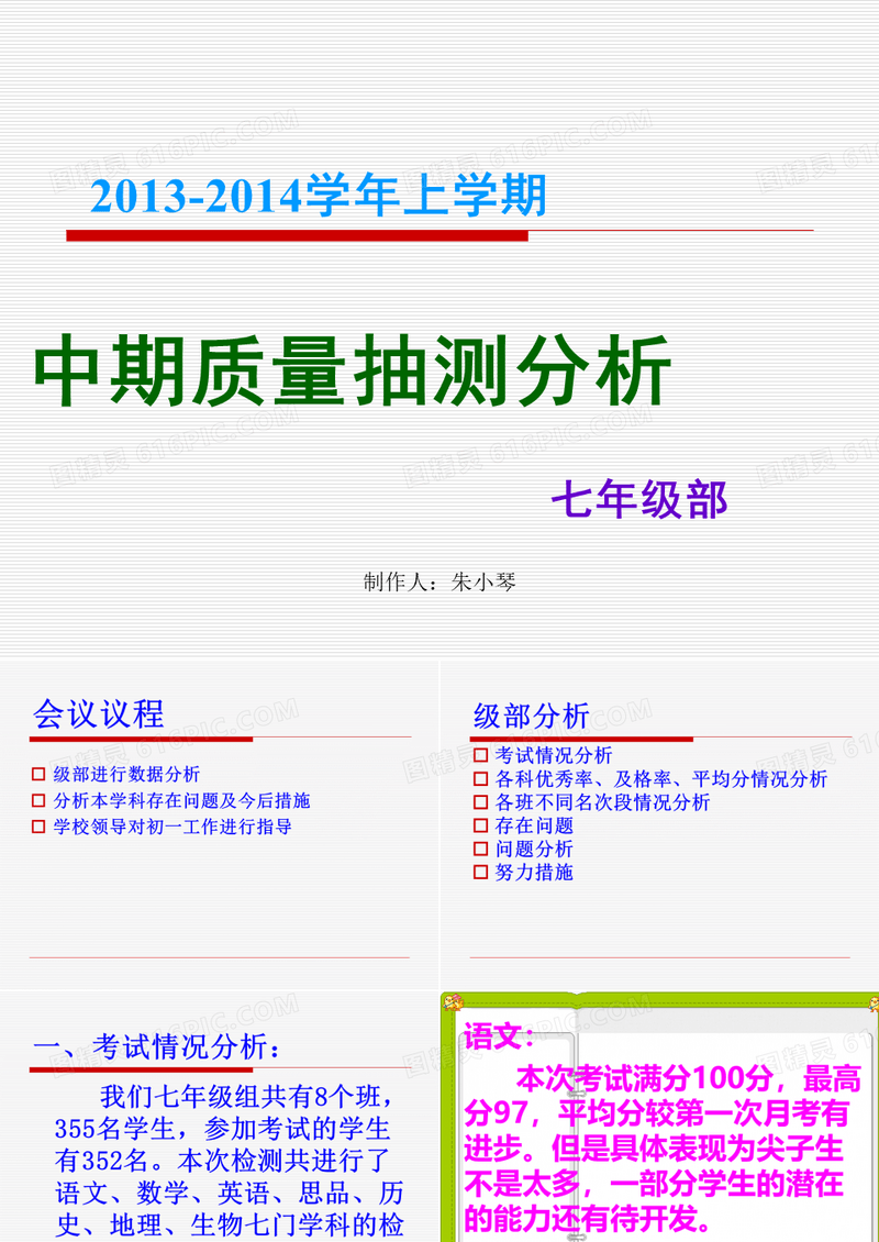 初一期中考试质量分析1