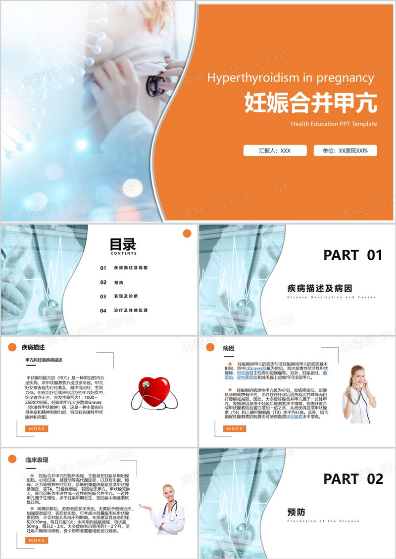 甲亢合妊娠医疗教育健康护理PPT模板