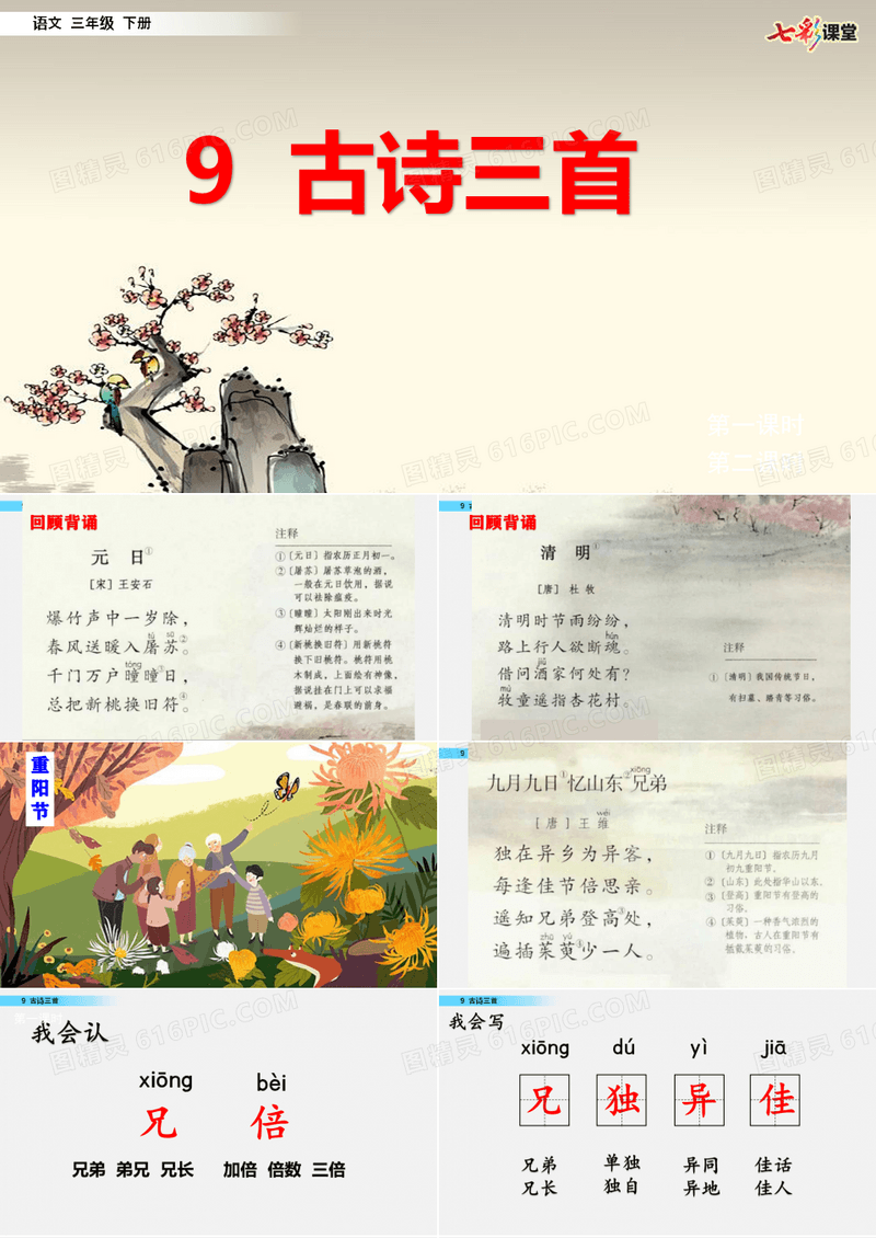 9 古诗三首《九月九日忆山东兄弟》