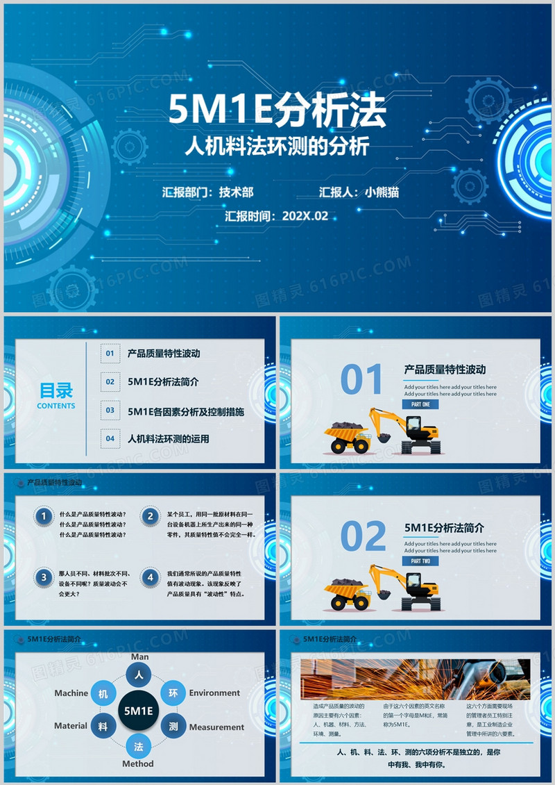 5mie分析法人机料法环测的分析PPT模板