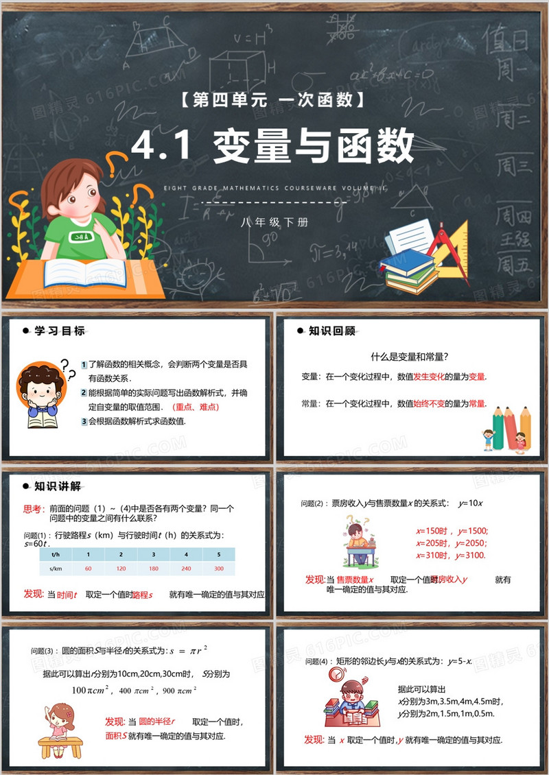 一次函数变量与函数初中数学说课PPT模板