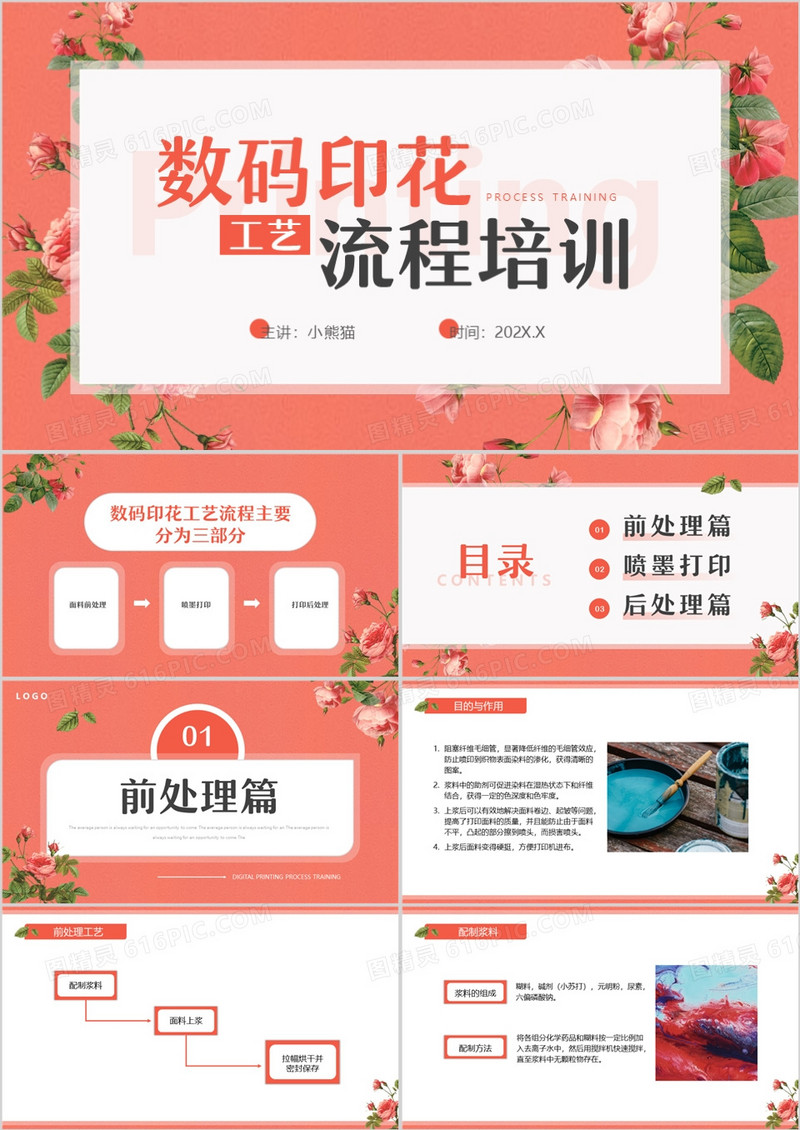 清新数码印花工艺流程培训PPT模板