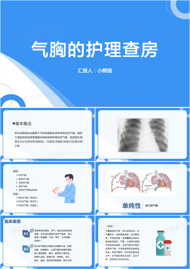 气胸的护理查房颅脑损伤护理查房PPT模板