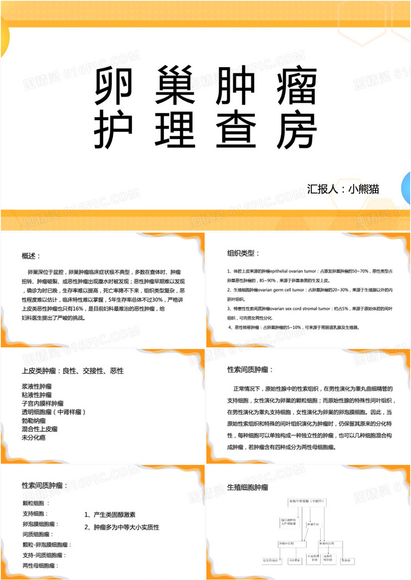 简约风卵巢肿瘤护理查房PPT模板