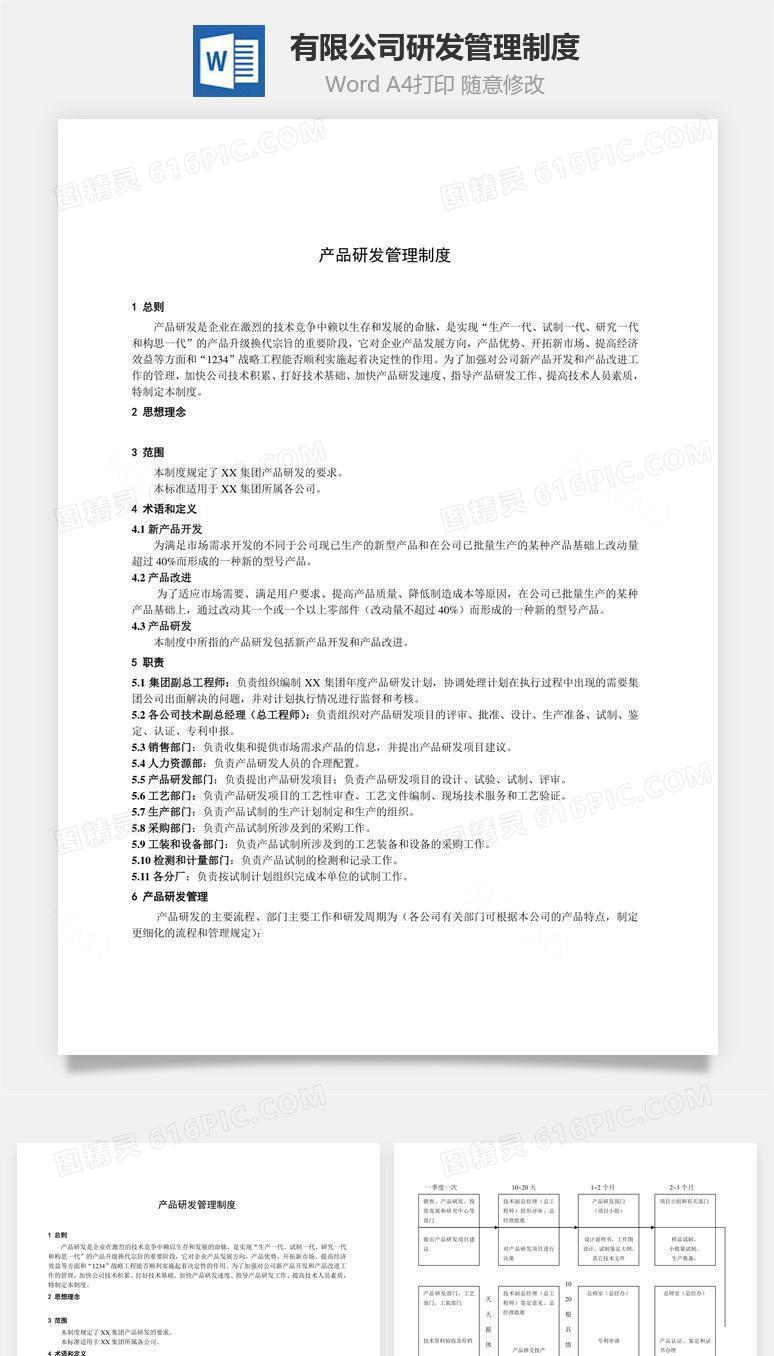 有限公司研发管理制度Word文档