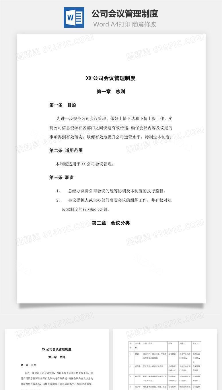 公司会议管理制度Word文档