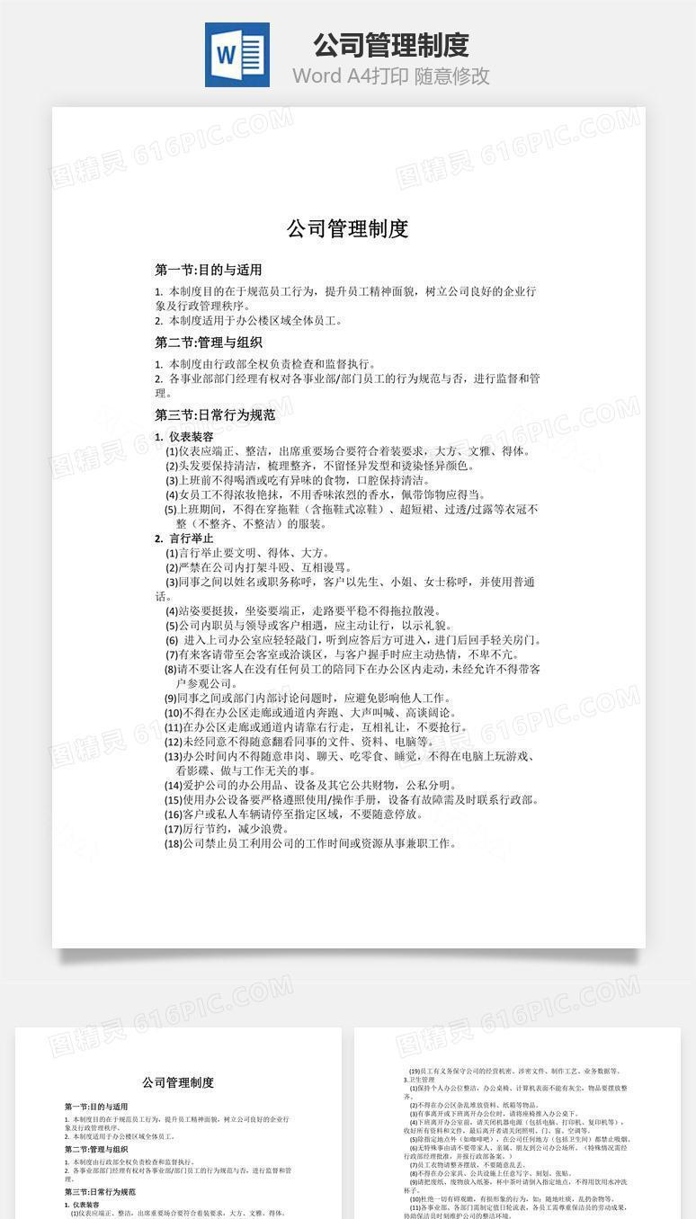 公司管理制度Word文档