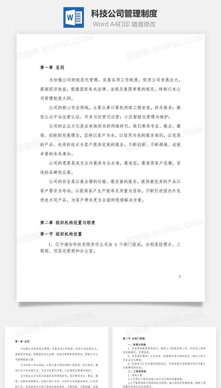 科技公司管理制度Word文档
