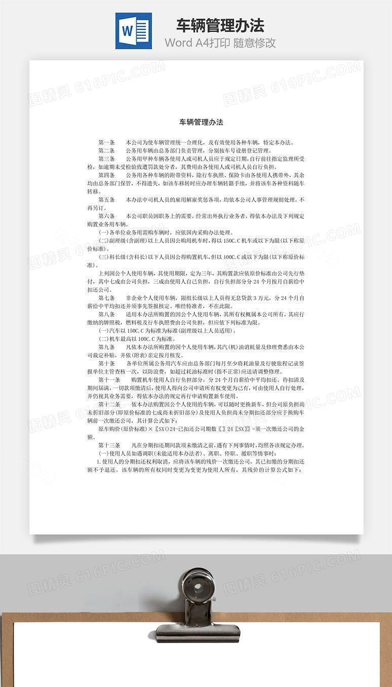 车辆管理办法Word文档