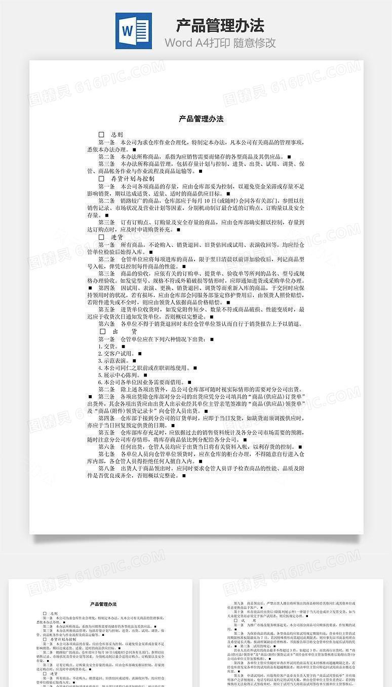 产品管理办法Word文档