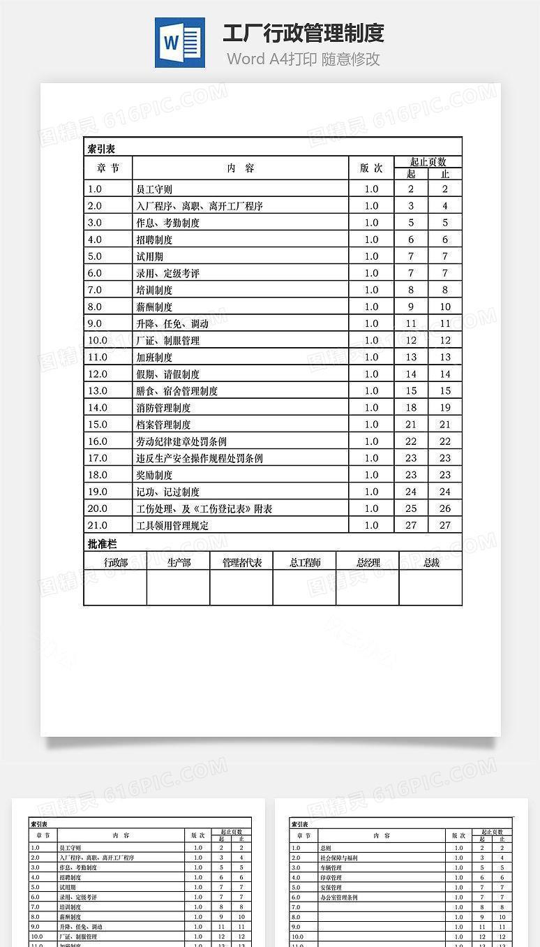工厂行政管理制度Word文档