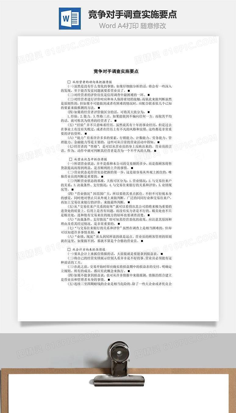 竞争对手调查实施要点Word文档