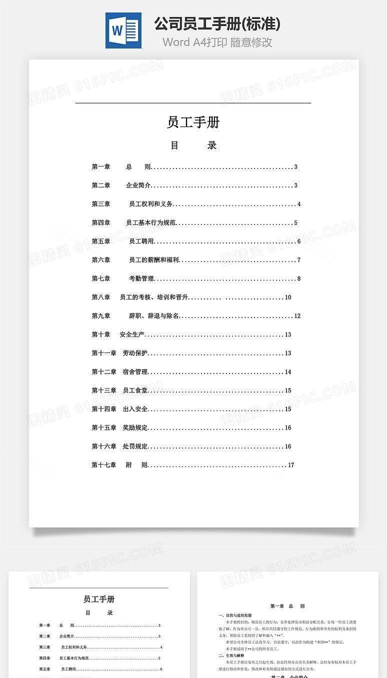 公司员工手册(标准)Word文档