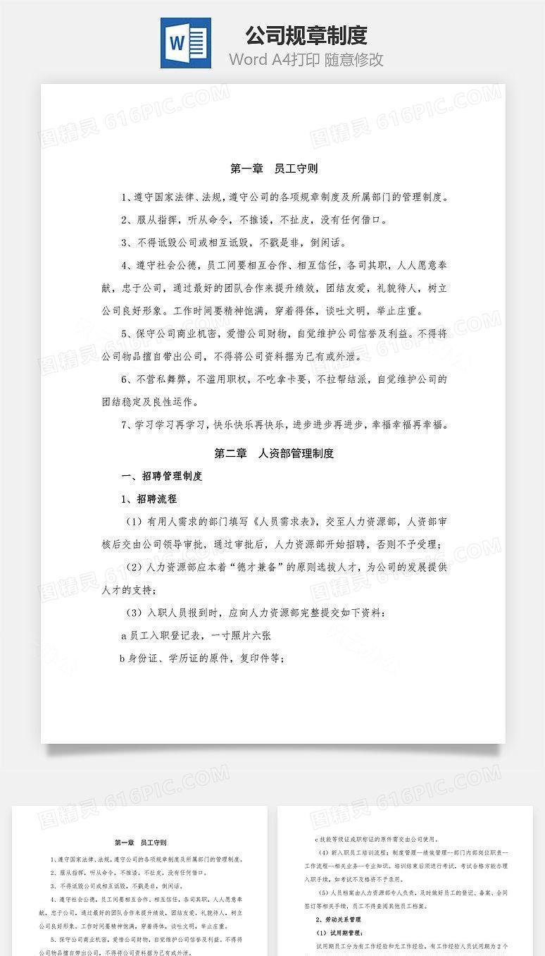 公司规章制度Word文档