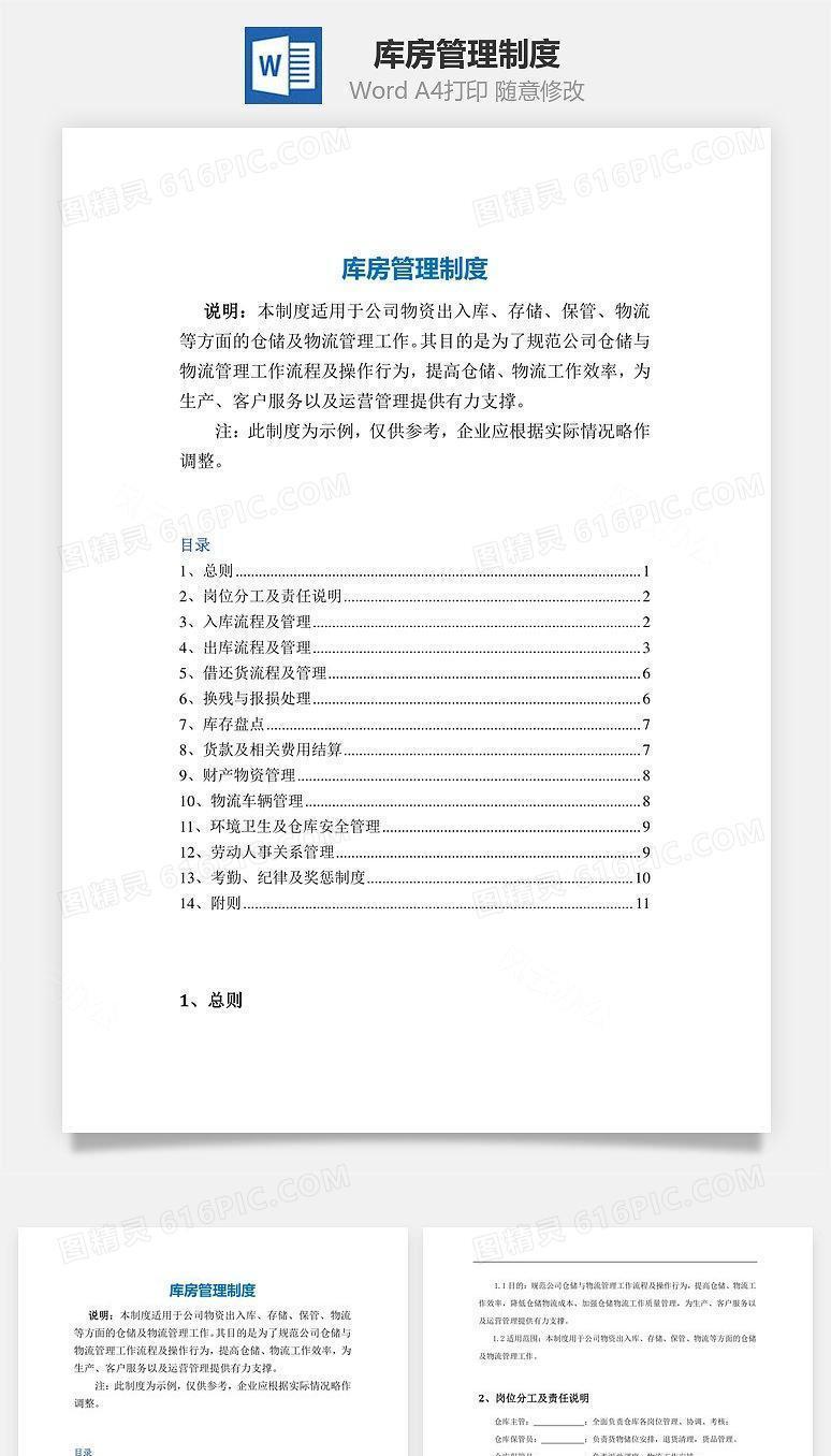 库房管理制度Word文档