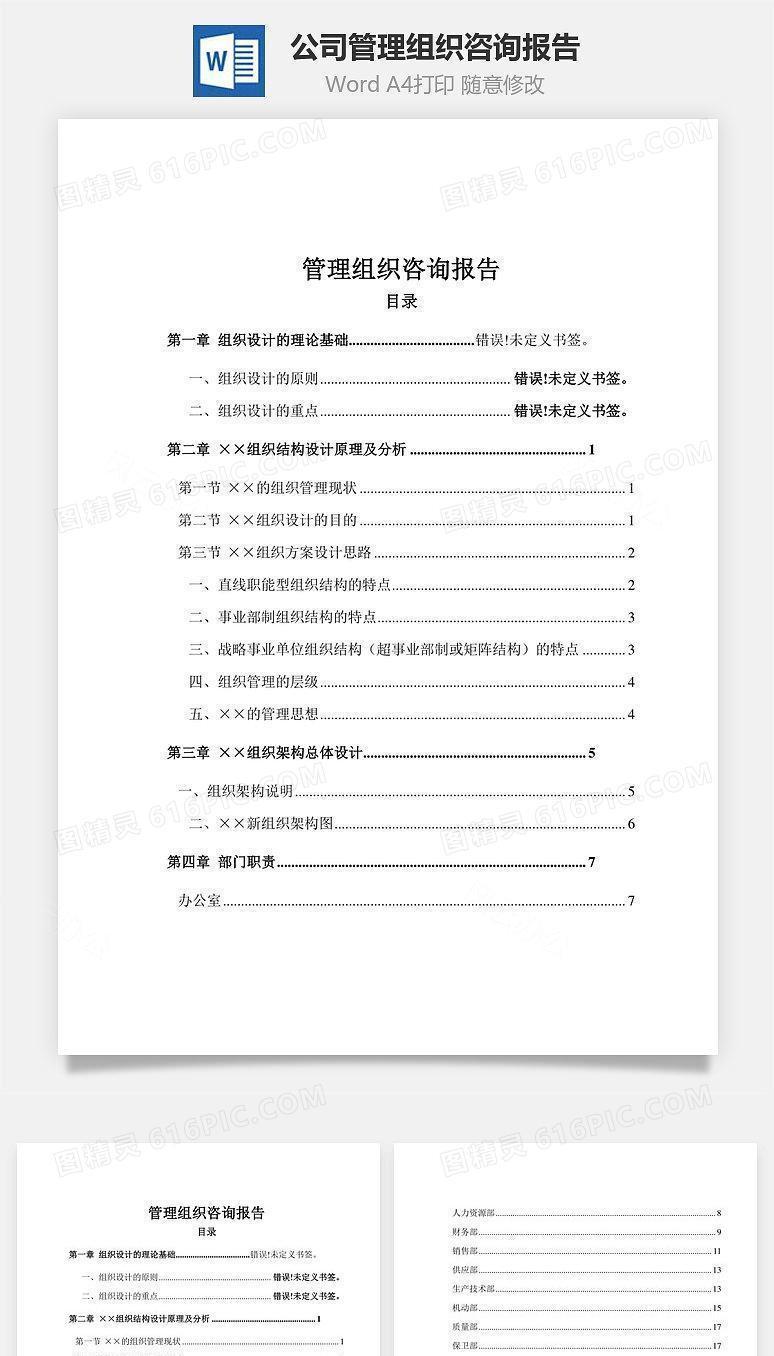 公司管理组织咨询报告Word文档
