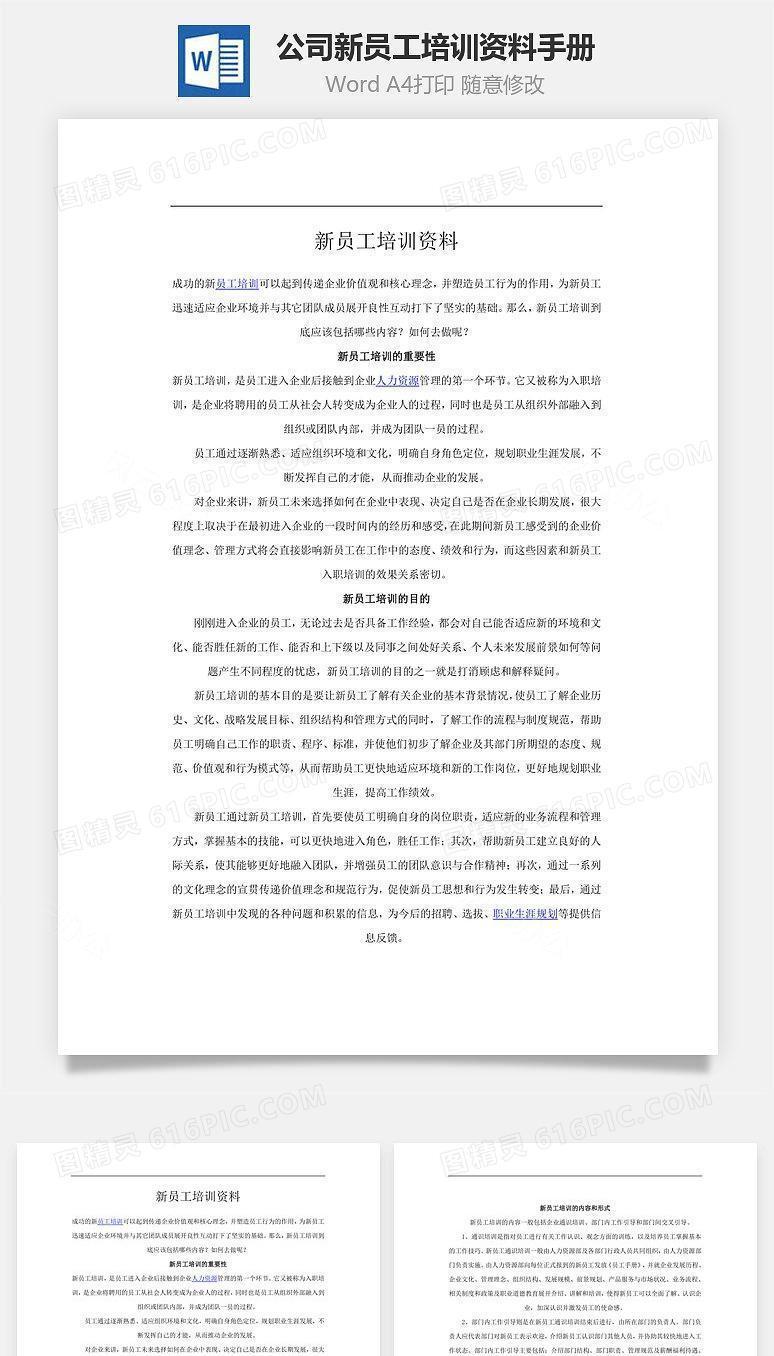 公司新员工培训资料手册Word文档