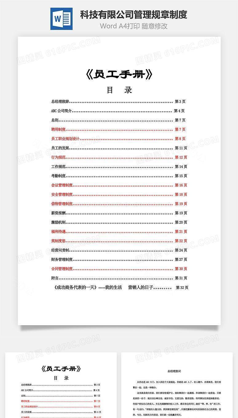 科技有限公司管理规章制度Word文档