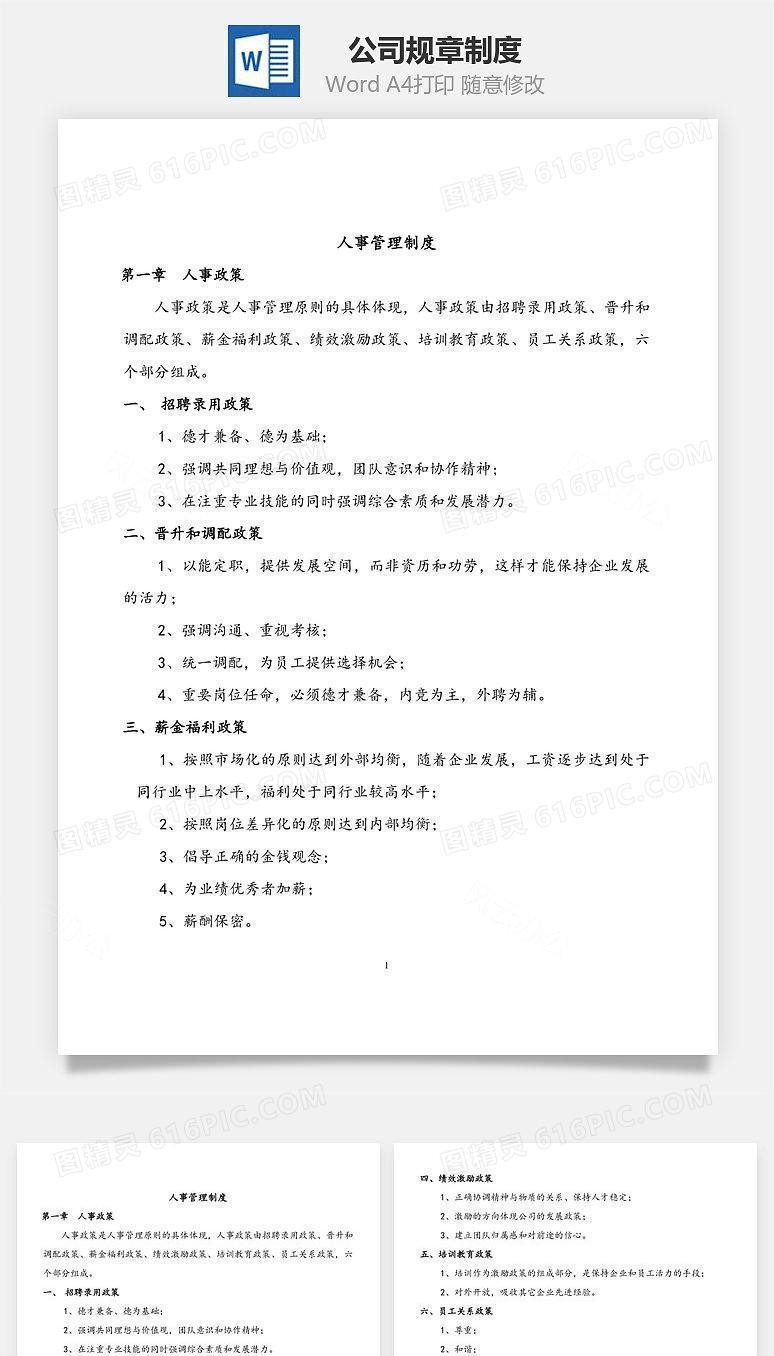 公司规章制度Word文档