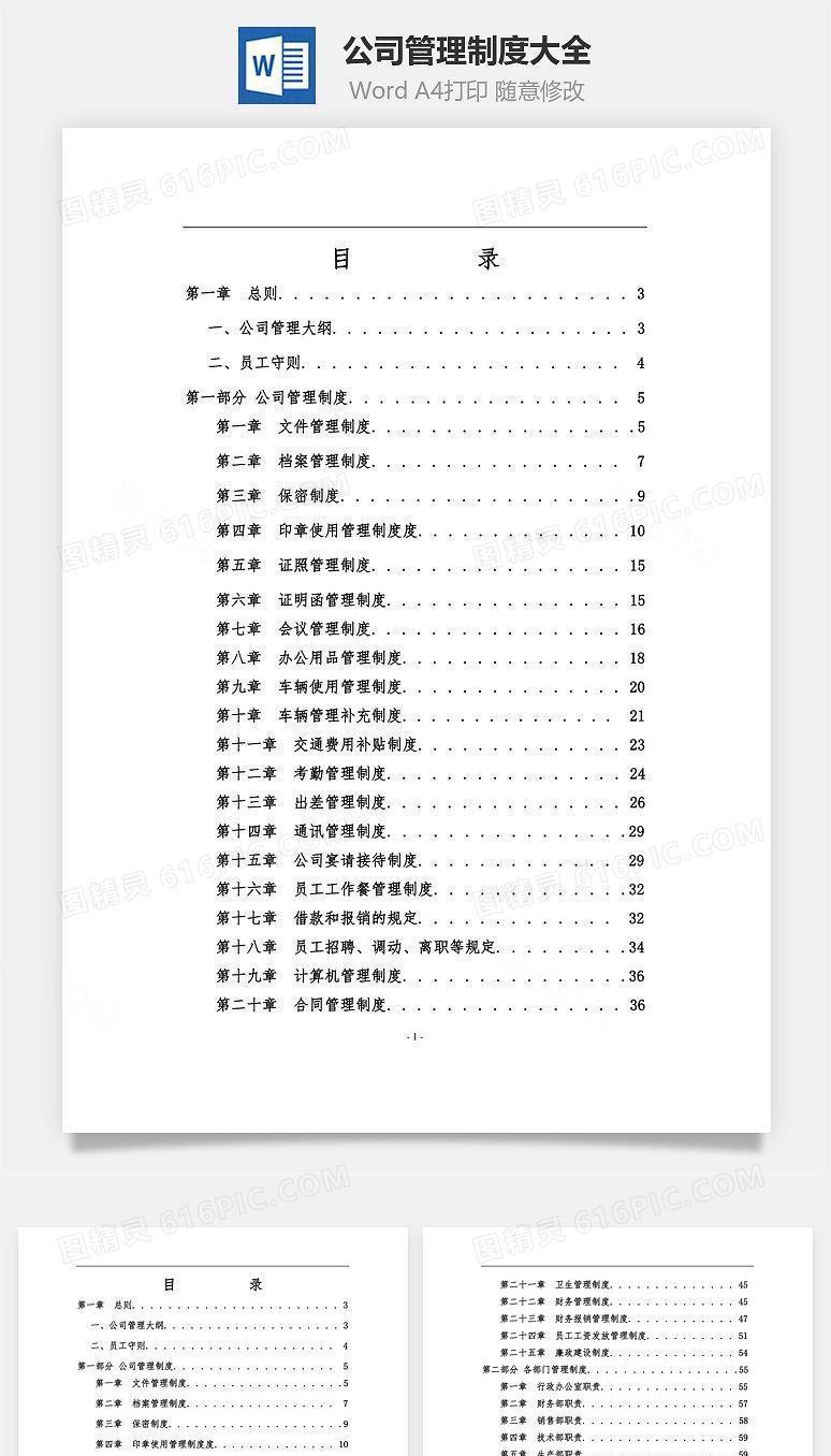 公司管理制度大全Word文档