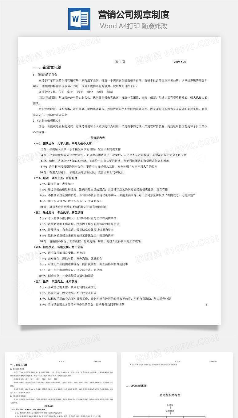 营销公司规章制度Word文档