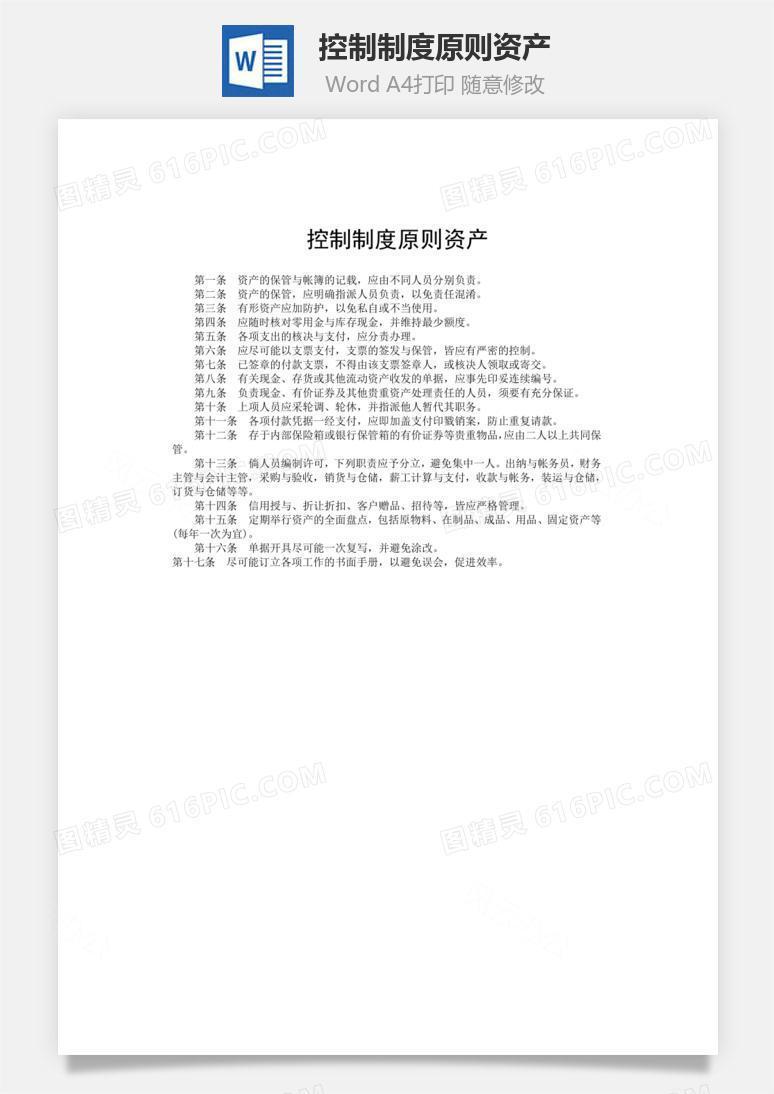 控制制度原则资产word文档