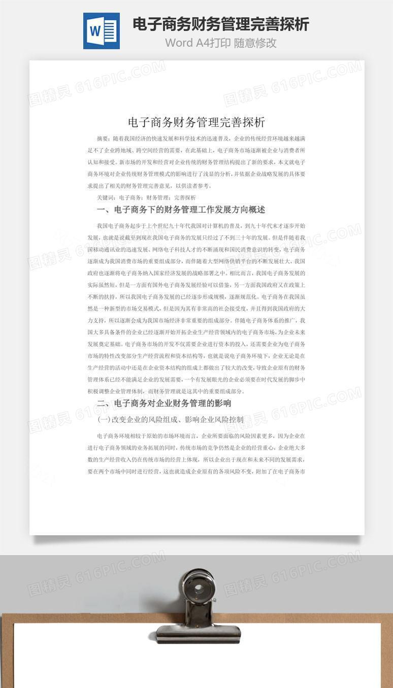 电子商务财务管理完善探析word文档