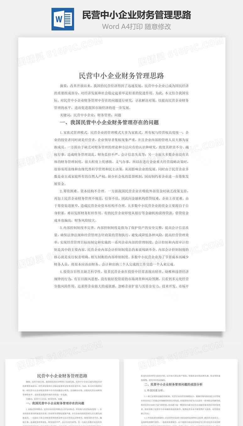 民营中小企业财务管理思路word文档
