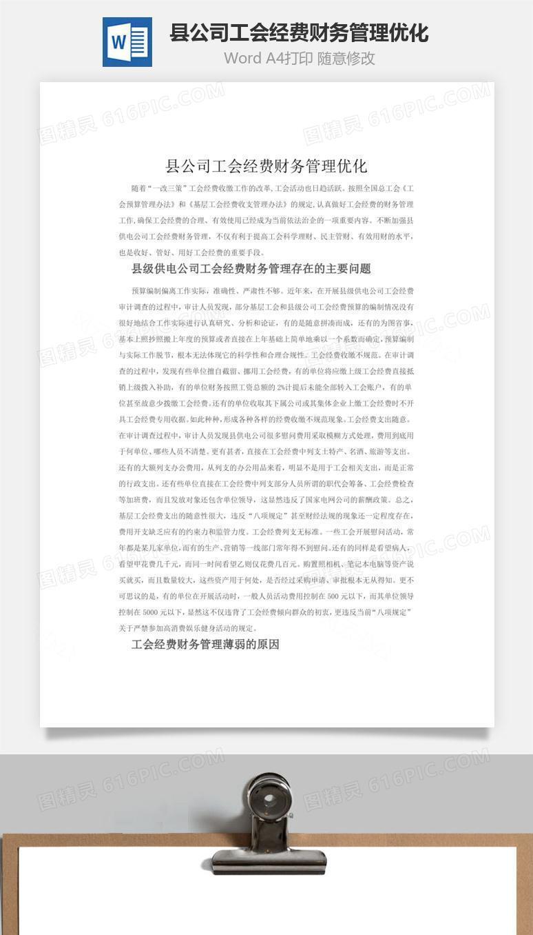 县公司工会经费财务管理优化word文档
