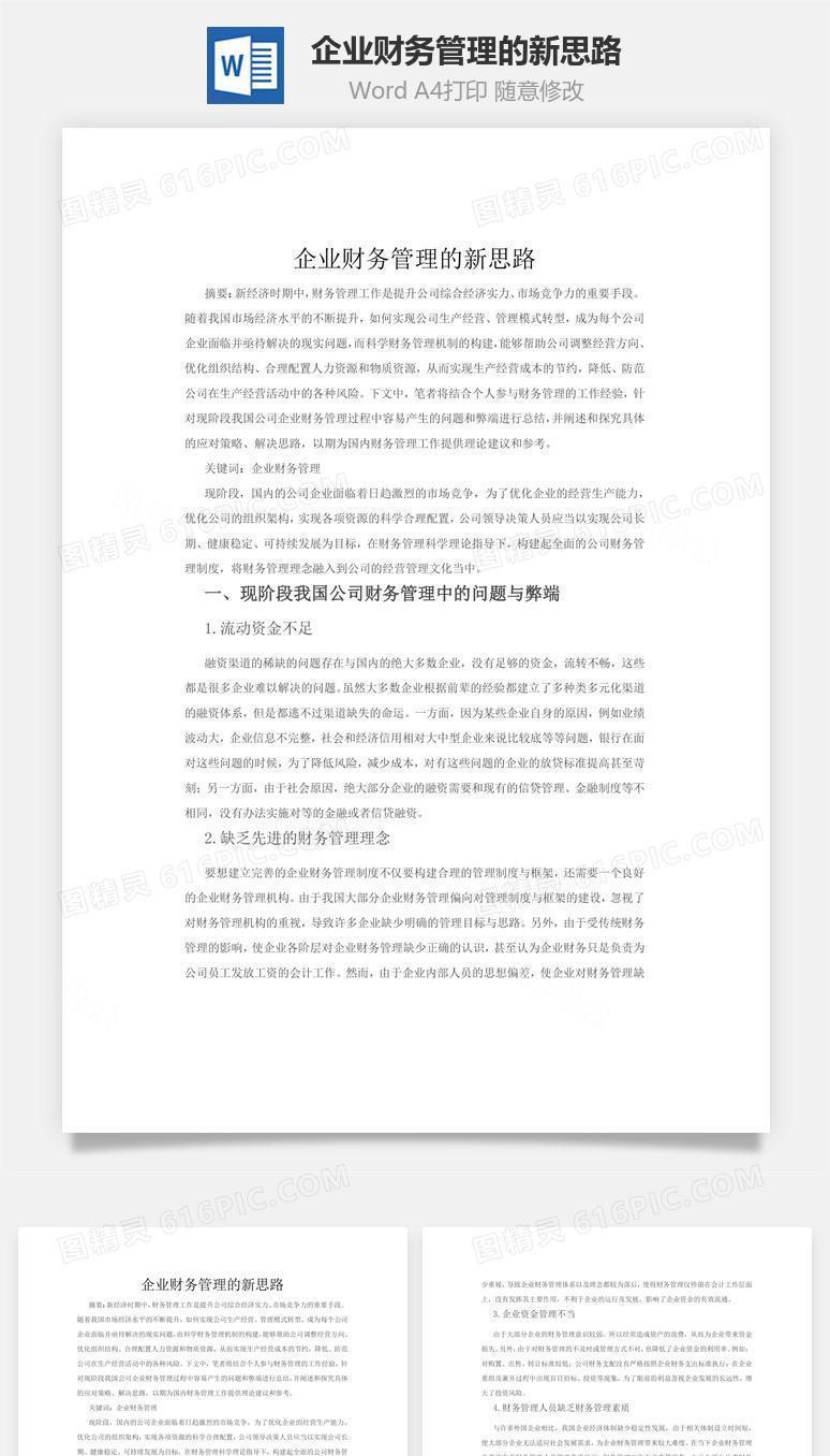 企业财务管理的新思路word文档